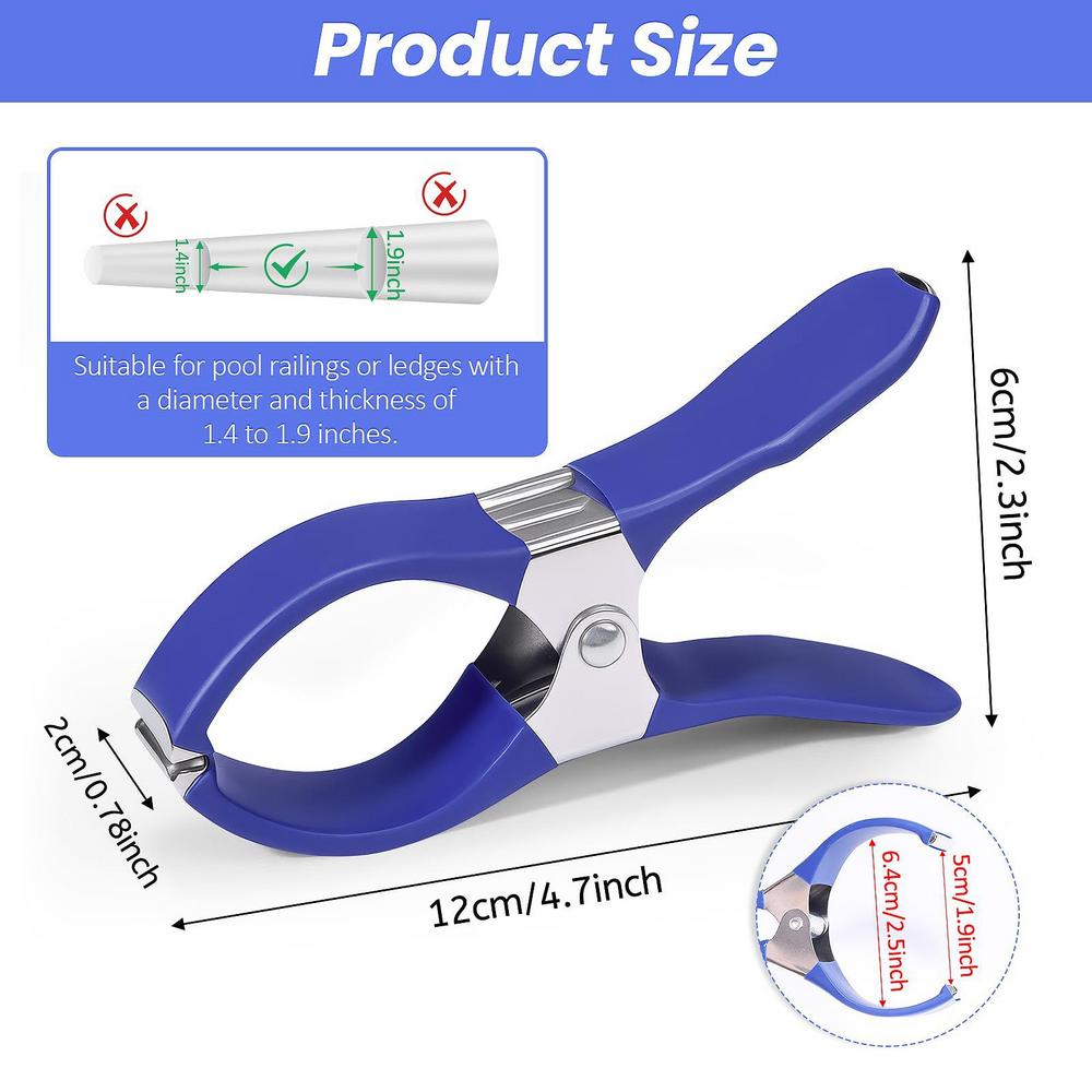 

Pool Cover Clamps 12 Pieces Non-Slip Stainless Steel Grip Fasteners Large Size Windproof Pool Clips For Outdoor Beach Backyard синій
