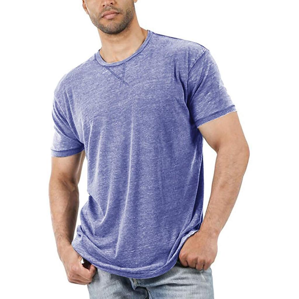 Men's Short Sleeve T-Shirts Casual Blouse Round Neck Tee Shirt Summer Soft Tops