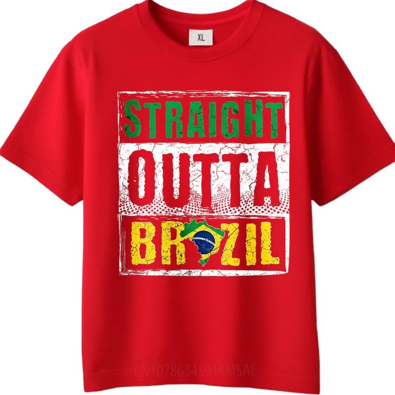 

Mens Unisex Comfort Tshirt Plus Size summer For man tshirt Straight Outta Brazil Short Sleeve Travel ONeck Teeshirt S