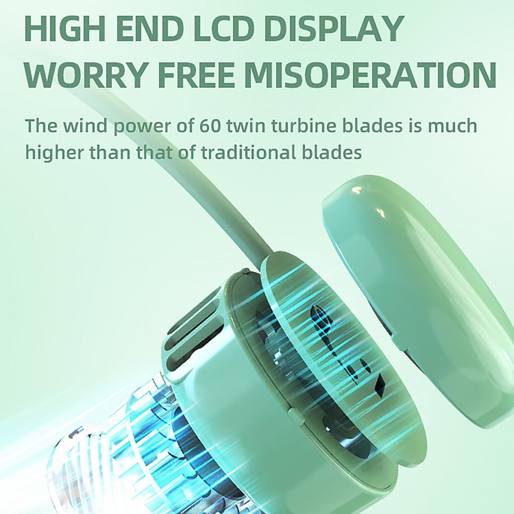 Mechanical Operation Battery-powered Fan Lazy Leaf-Less Hanging Neck Fan Long Battery Life for Sports and Travelling