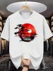 Men's Summer 100% Pure Cotton Fashionable Casual Loose Fit Printed Round Neck Short Sleeved T-shirt Top