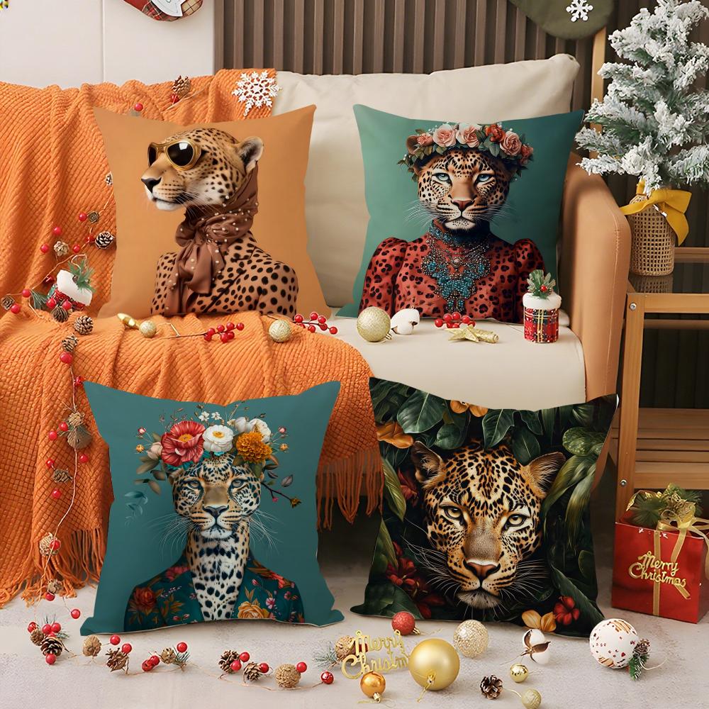 Fashion With Wreath Animals Pillow Case Silky elegant Comfort Sofa Bed Invisible zipper