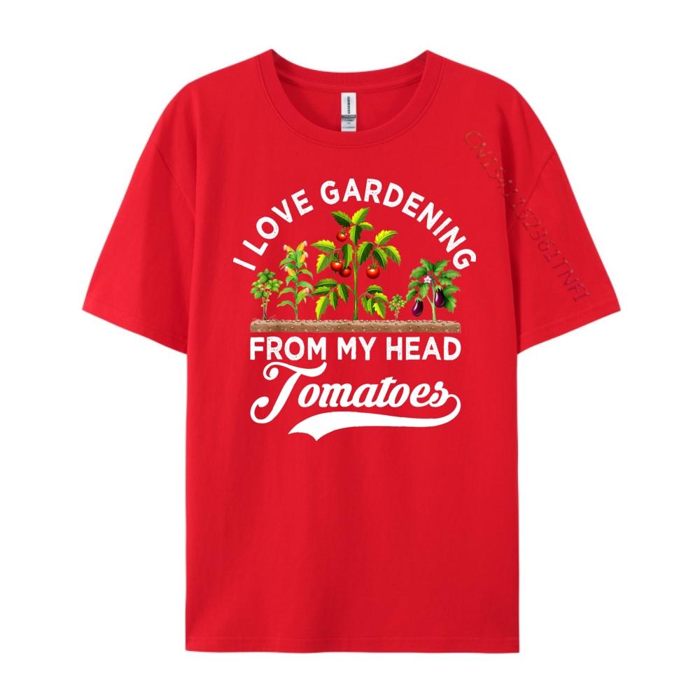 I love gardening from my head tomatoes funny gardener Grpahic Tee Autumn Mens Clothing Tee Shirt Vintage Style S