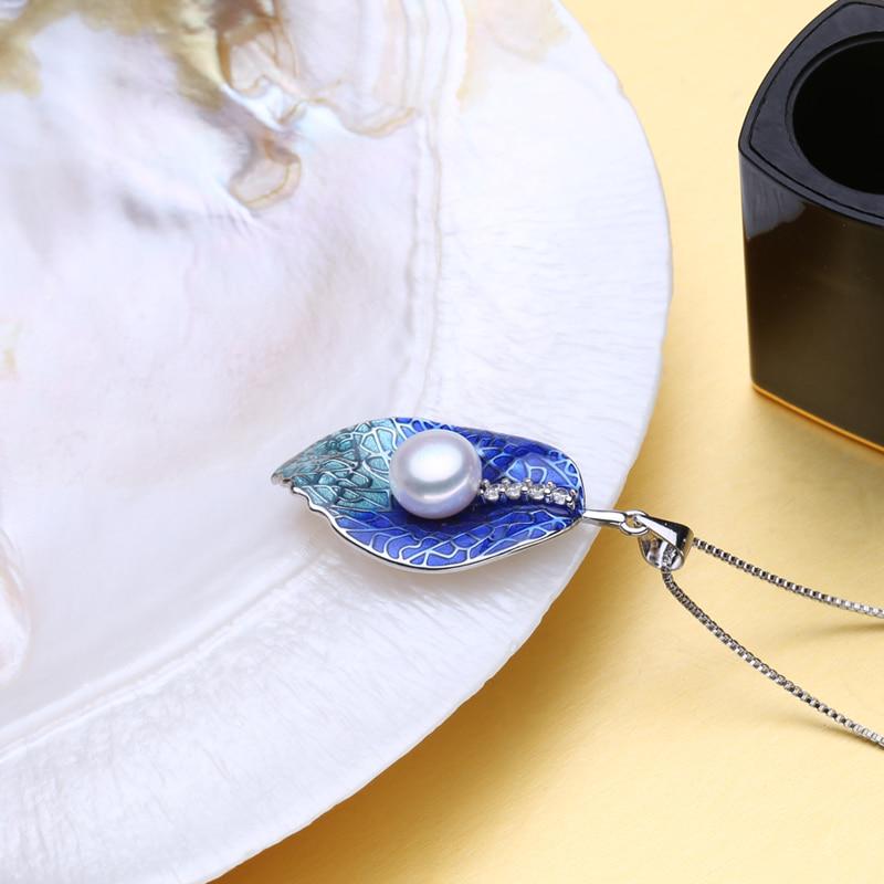 LSOOYH Cloisonne Natural Freshwater Pearl Earrings Fashion Leaf Necklace For Women Pearl Jewelry Set