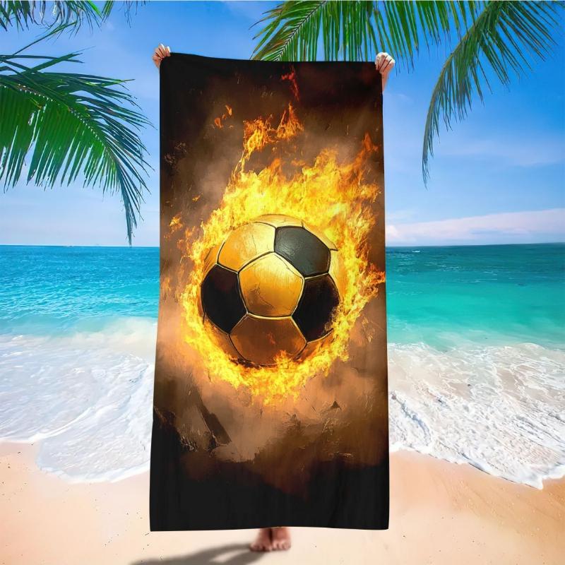 

1pc Extra Large Microfiber Beach Towel - Quick Dry, Sand-Free, Lightweight & Portable with Vibrant Soccer Ball Design for Travel W30*H60(CM)