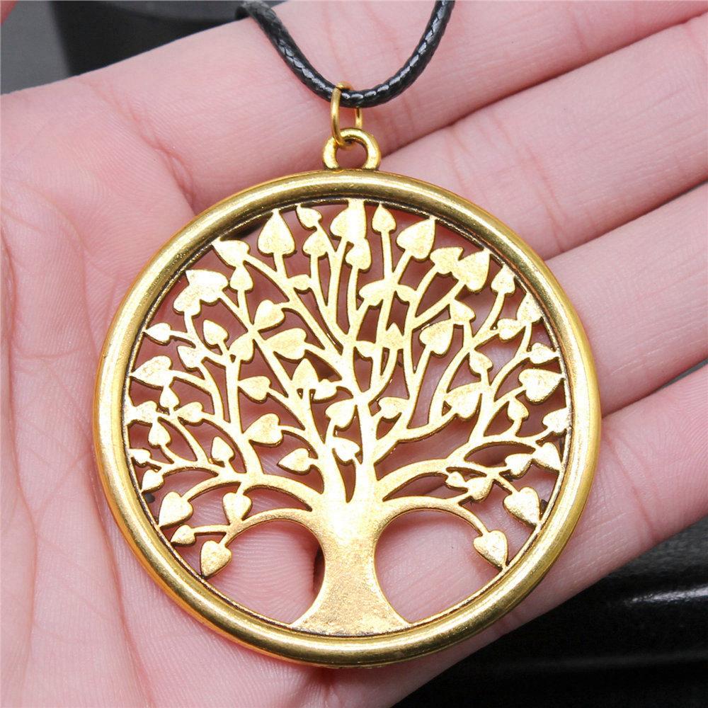 Tree of Life Nature Growth Pendant Antique Bronze Metal Daughter Choker Necklace Trendy Gift