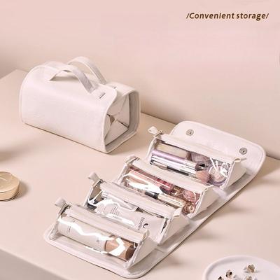 Stylish Large Capacity Waterproof Travel Cosmetic Bag with 4 In 1 Detachable Compartments for Makeup and Toiletries Storage