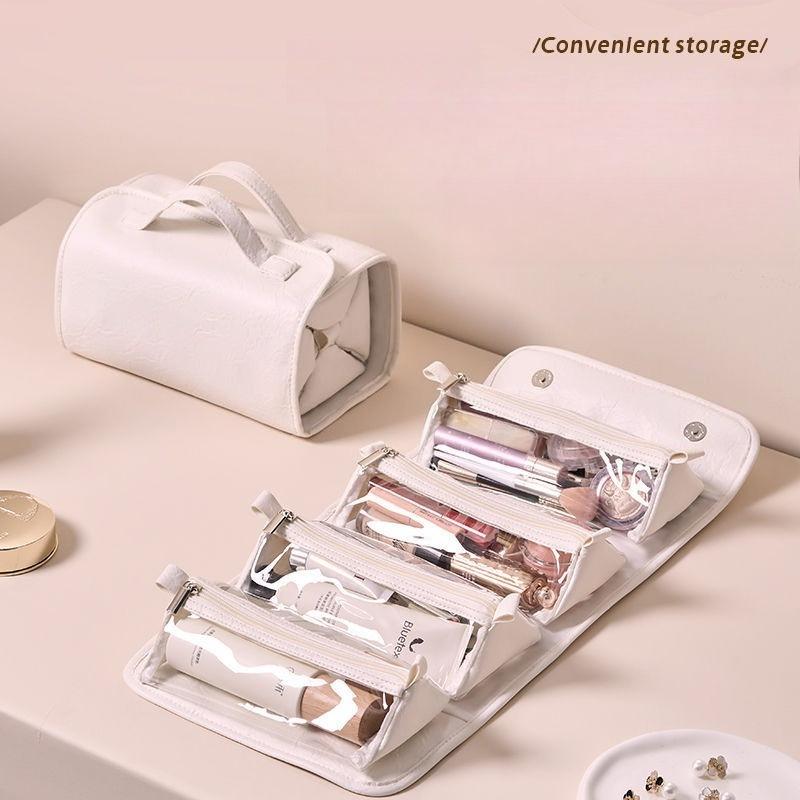 Stylish Large Capacity Waterproof Travel Cosmetic Bag with 4 In 1 Detachable Compartments for Makeup and Toiletries Storage