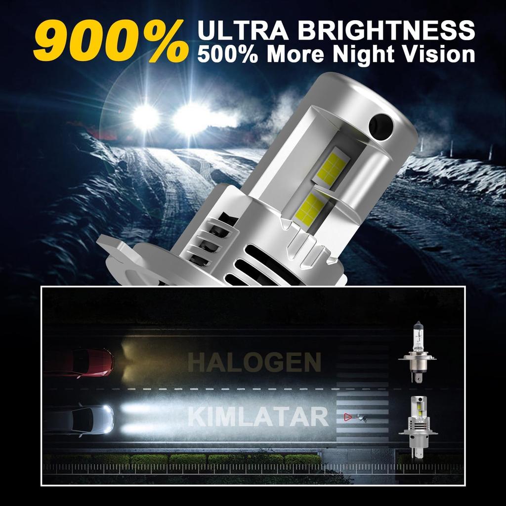 Latest H4 Light Bulbs,Super Bright Upgraded 900% 50000LM Brightness,1:1 Halogen Mini Size, 10-Year Lifespan, Plug And Play, H4/9003 Fog Bulbs,Pack Of