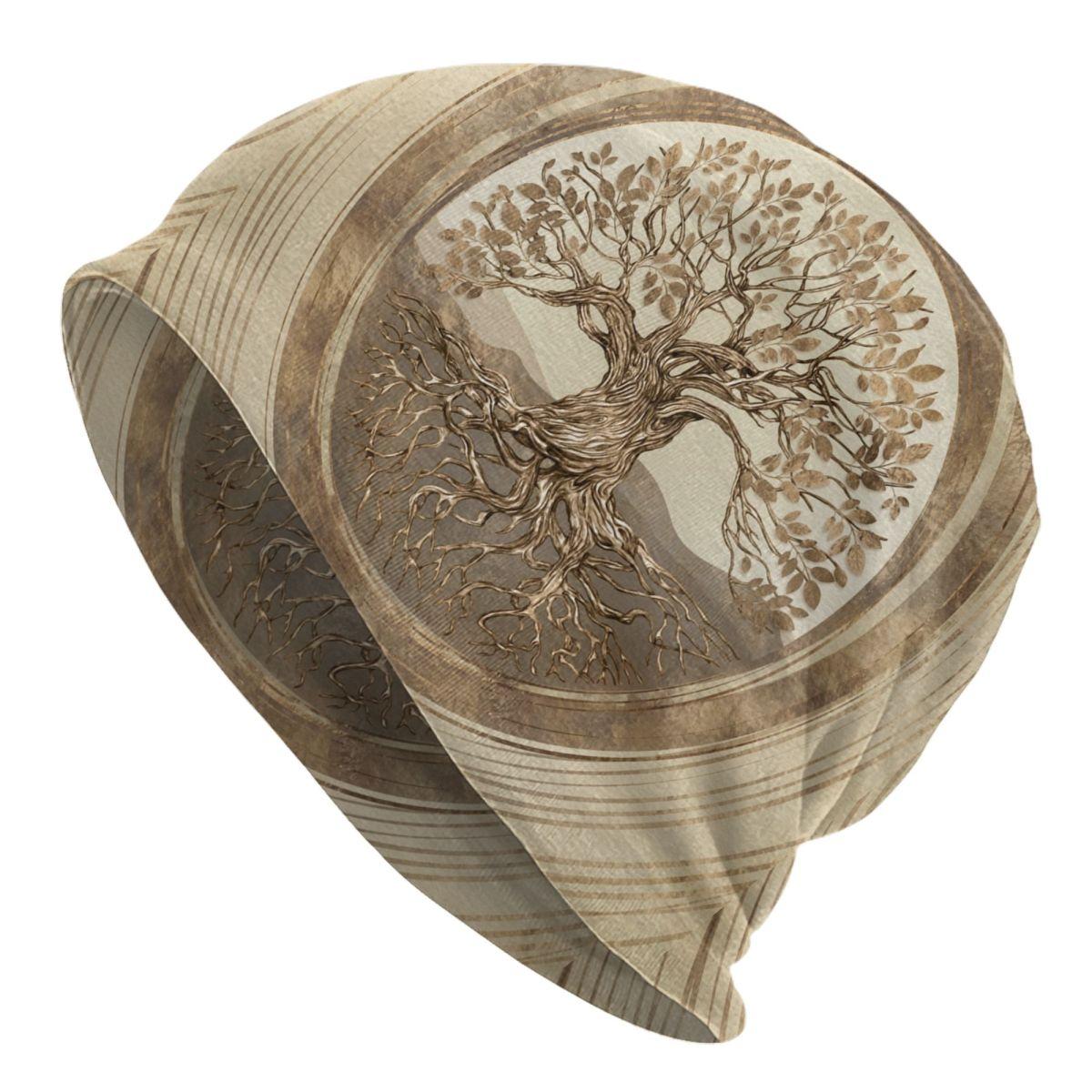 

Tree Of Life Yggdrasil Golden Skullies Beanies Hats Viking Sacred Runic Unisex Women Street Cap Thermal Elastic Bonnet Knitted Hat