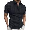 Polo de Manga Corta con Cremallera para Hombre Estampado en 3D Business Casual Rayado con Solapa