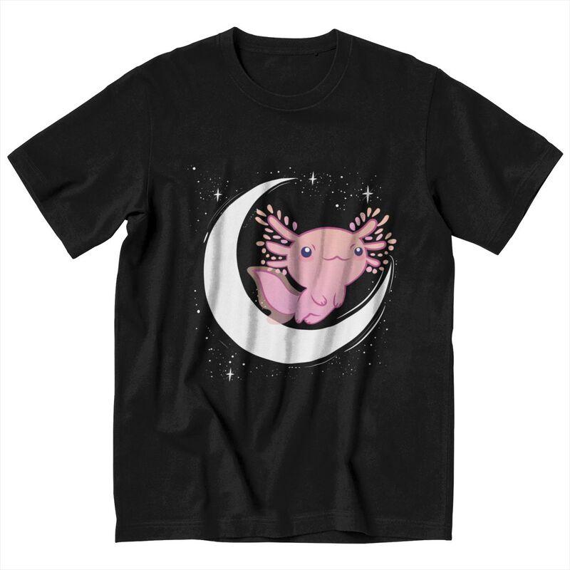 

Симпатичный аксолотль на луне Футболки Мужская саламандра с коротким рукавом Футболка с животными Уличная одежда Футболки Футболки Футболки SlI m Fit футболки