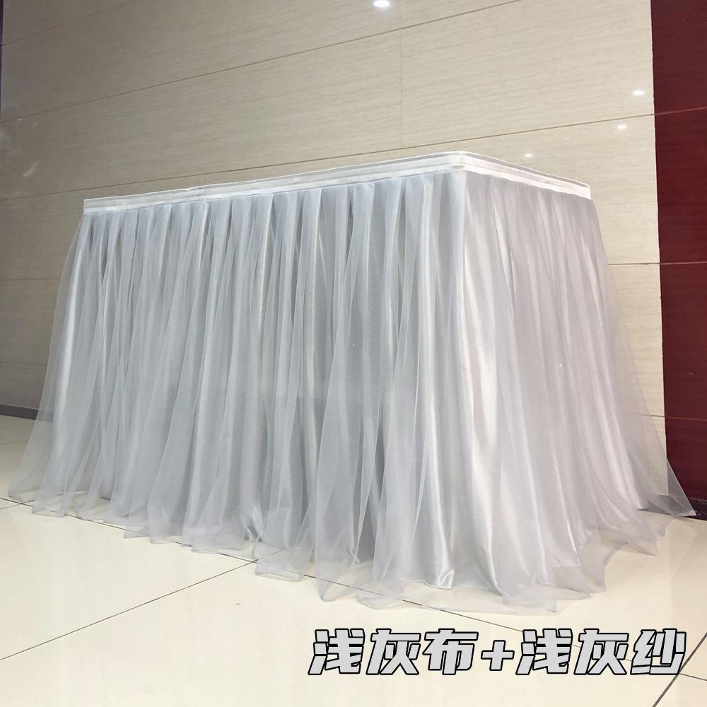 Baby Party Chiffon Gauze Bridal Veil Table Skirting Glitter Pearl Chiffon Table Skirt for Party Wedding Home Decoration Birthday