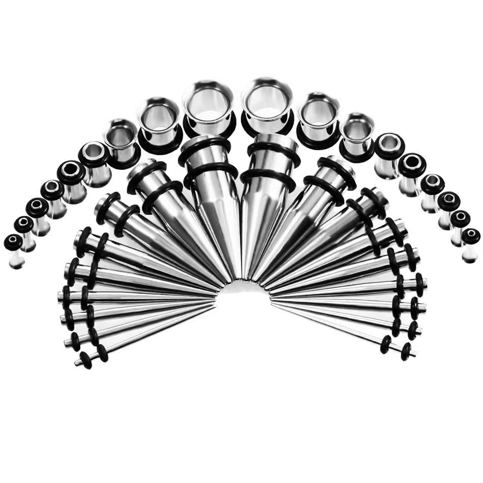 36PCS/Set Ear Gauges Stretching Kit 14-00G Stainless Steel Single Flare Ear Plugs Tunnels Flesh Tapers Stretcher Taper Set