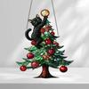 Yousheng Acrylic Suncatcher Christmas Ornaments Stained Glass Effect 2D Flat Train/Christmas Tree/Santa Claus Window Hanging Decoration for Holiday