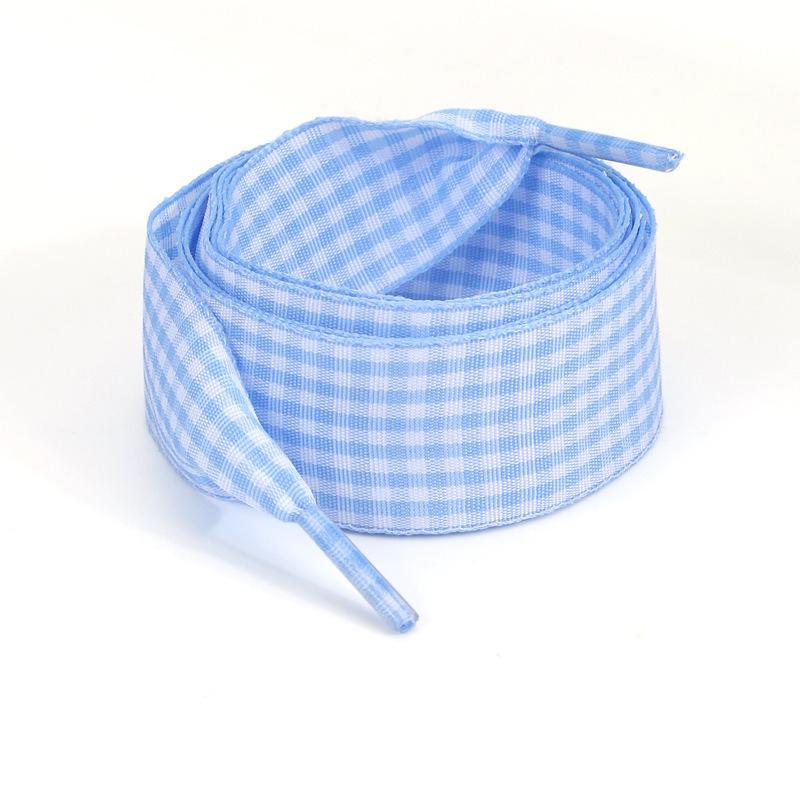 1 Pair Cute Pastel Gingham Check Ribbon Shoelaces Wide Flat Grid Multicolor Sweet Girly Bow Laces for Sneakers and Casual Shoes