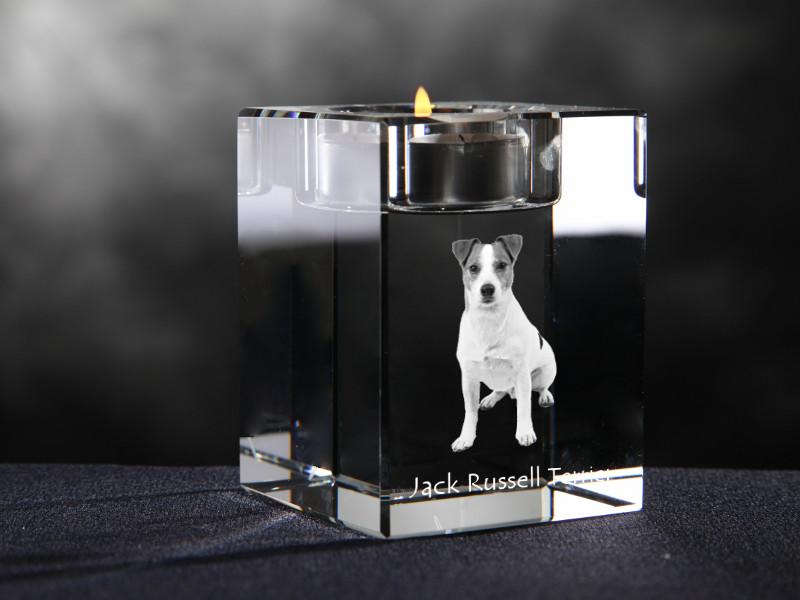 Jack Russell Terrier – Candle holder with dog photo, crystal tealight holder | Art-Dog