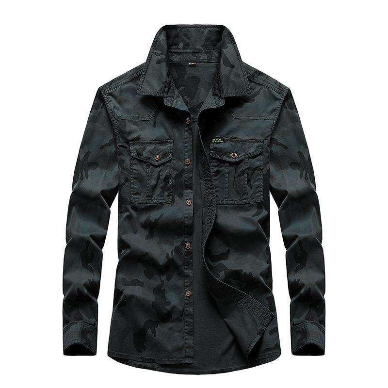 Camicia a maniche lunghe da uomo Camicia mimetica casual autunnale Camicia ampia da lavoro