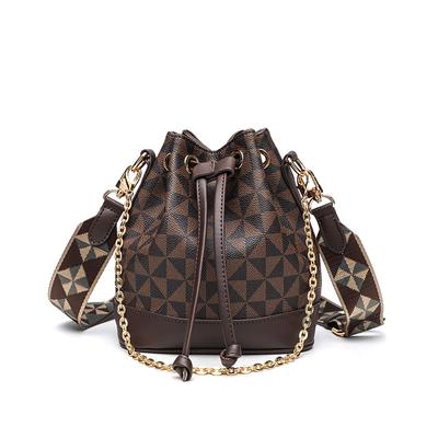 Vintage Tištěná Ruční Crossbody Taška Šachovnice Klasická Dámská Taška Jedno Rameno Kbelíková Taška