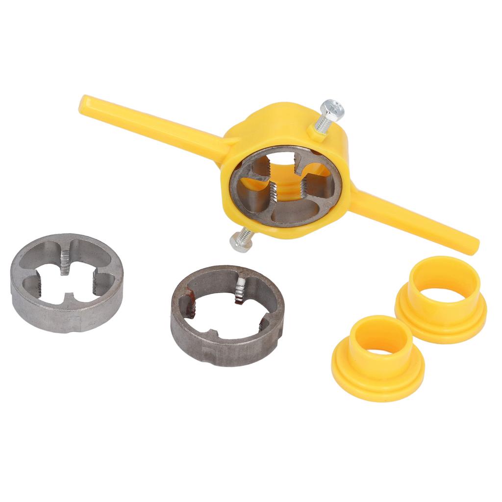 Pipe Threader Plumbing Tool ABS and Alloy Steel PVC Thread Maker Tool with 1/2in 3/4in 1in NPT Dies