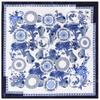 New 90cm Women Silk Scarf Chinese blue and white Porcelain Print Square Neck Scarves Lady Foulard Head Band Large Handkerchief