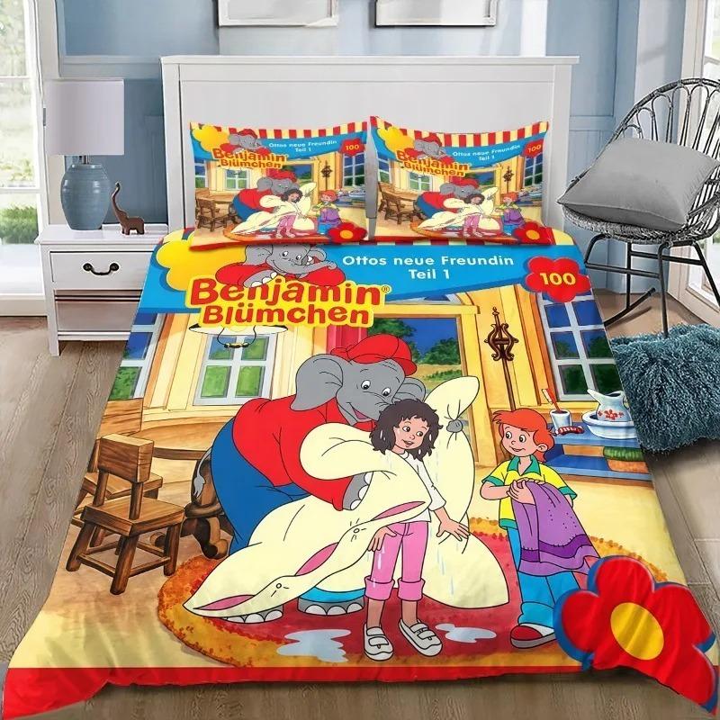 Catoon Benjamin the Elephant 3D Print Bedding Set Duvet Cover Pillowcase 2/3pcs Boy Girl Home Textile full size Kids Bedroom
