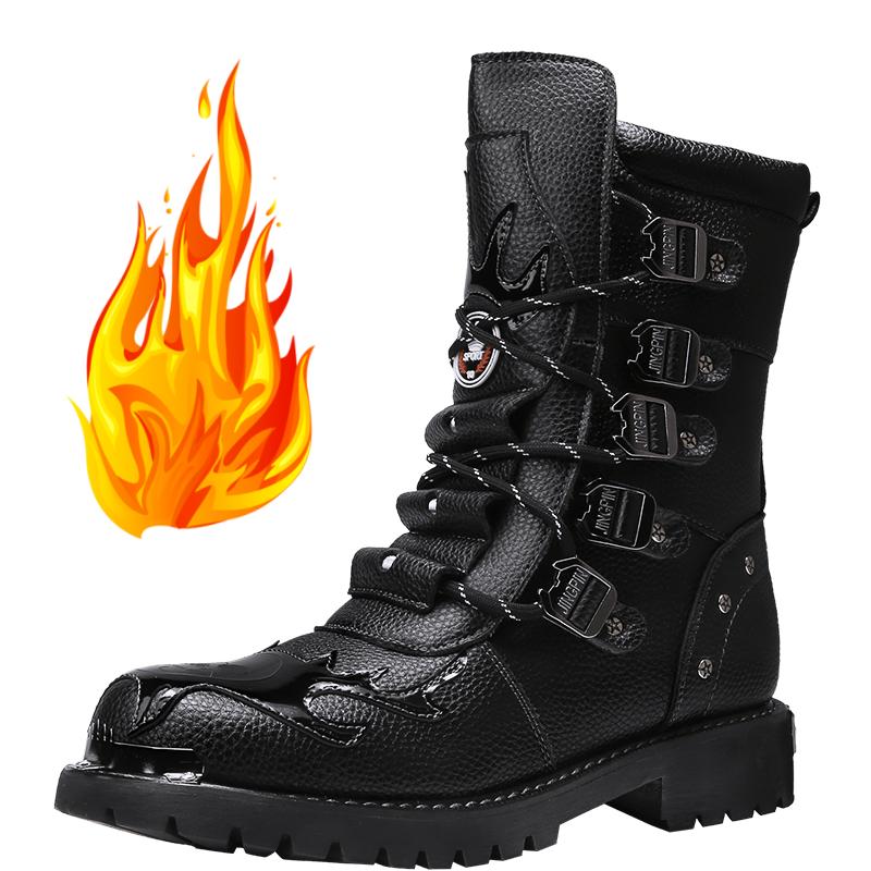 Cyklistické boty čtyři roční období pánské outdoorové motocyklové boty nadměrná velikost vysoké kotníkové ležérní kožené boty módní britské protiskluzové boty