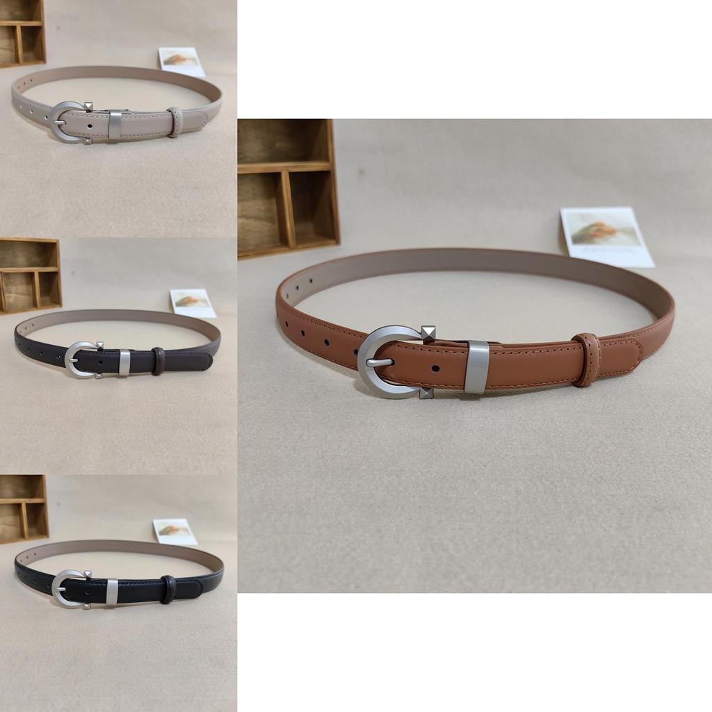 Womens Minimalist Leather Belt With Punched Buckle For Fashionable Outfits