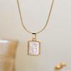 Fashion 26 Initial Letters Pendant Necklace For Women Gold Color A-Z Alphabet Square Shell Snake Chain Choker Birthday Jewelry