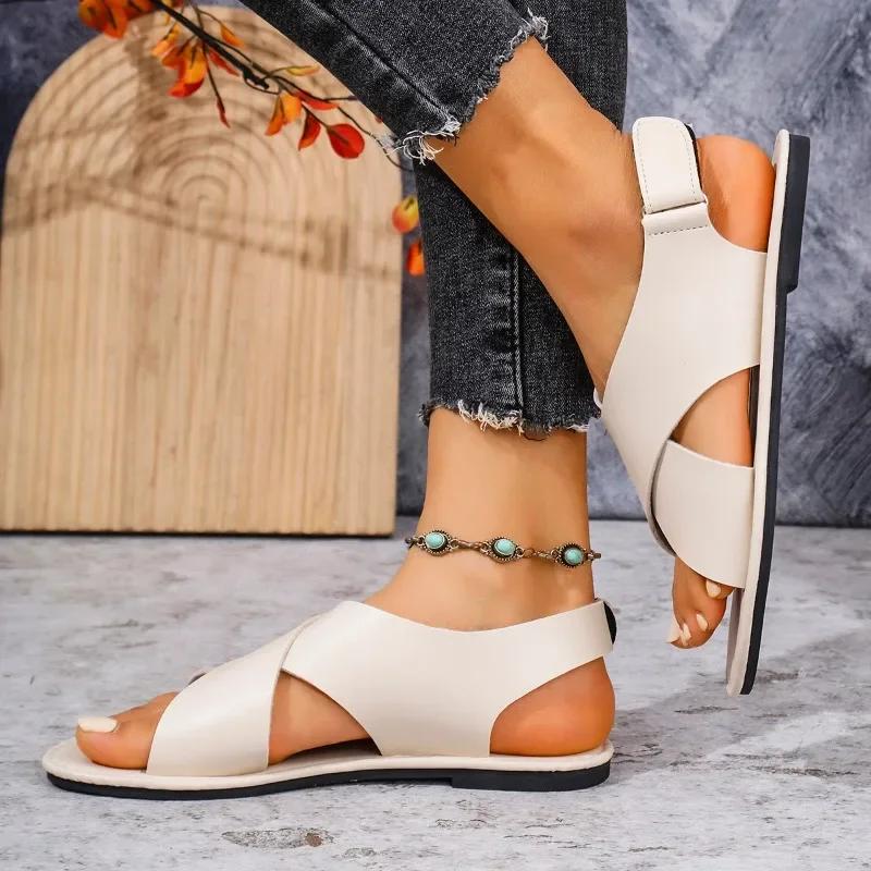 

Fashion Ladies Shoes 2025 New Basic Open Toe Women s Sandals Fashion Casual Plus Size Summer Light Soft Bottom Best Seller Flat Sandals 36