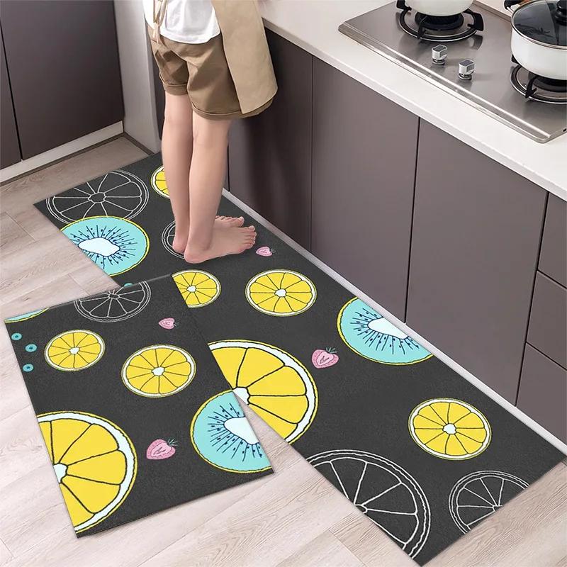 

Non-slip Kitchen Carpet Leaves Pattern Rugs for Bedroom Oilproof Home Entrance Door Foot Mat Kitchen Mats for Floor Waterproof 40cmx60cm