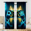 2PC Blue & Yellow Gaming Controller Curtains - Futuristic Neon Print Window Drapes for Boys Bedroom Game Room Decor