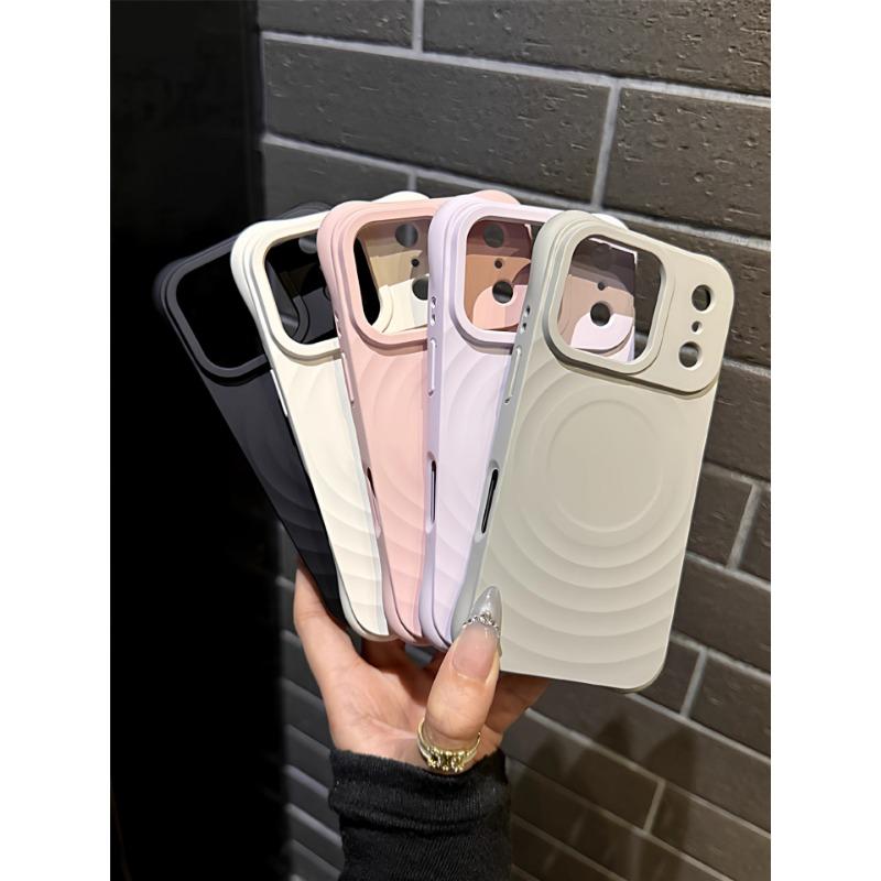 Full Coverage Silicone Magnetic Wave Pattern Phone Case For Iphone 17 Iphone 16 Pro