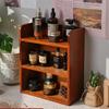 Solid wood cosmetics storage rack Desktop cup sample storage box Multi-layer wooden retro storage rack