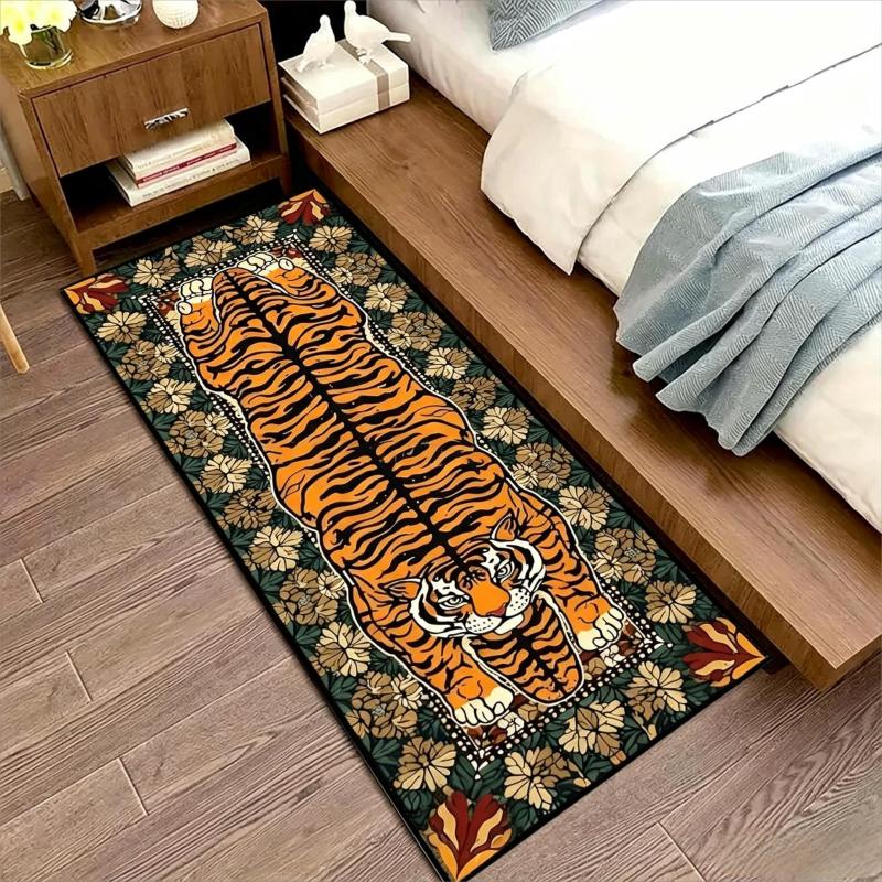 Vintage Tiger Bedside Rug for Bedroom, Room Decoration, Living Room Hallway Runner Rug, Dirt-Resistant and Easy-to-Clean