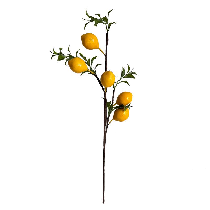 Artificial Lemon Branch with 5 Lemons - Home Decor & Photography Prop