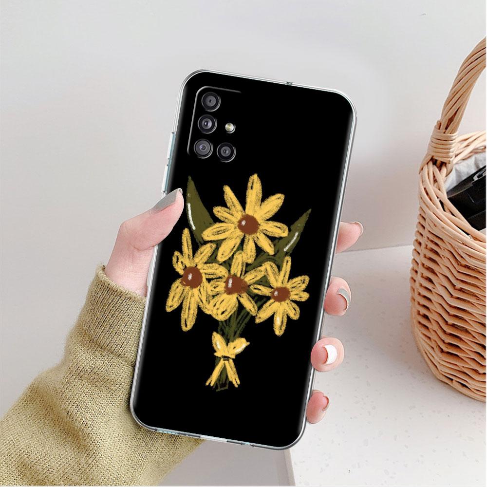 

Прозрачный чехол для Samsung Galaxy A52 A12 A51 A32 A21s A71 A32 A22 50 A70 A31 A72 5G, чехол для телефона с цветком Samsung A30