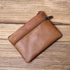 NZPJ Men's Leather Zipper Coin Wallet First Layer Cowhide Mini Short Wallet Handbag Change Wallet
