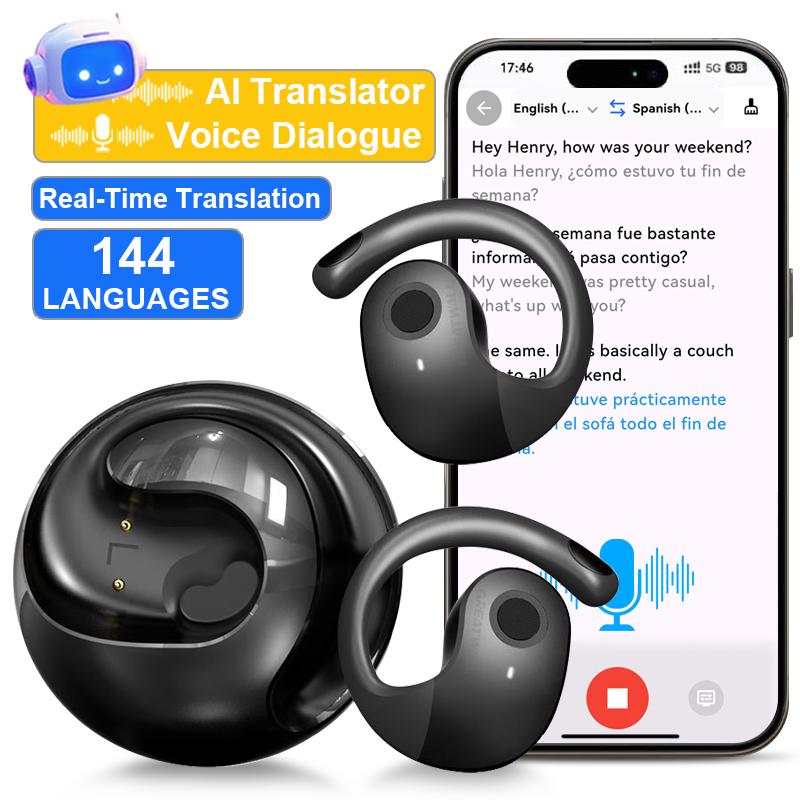 

GreatWall AI Real-Time Translation Wireless Bluetooth Earphones Supporting Over 100 Voice Languages Translation Headphones чёрный