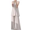 Sweet floral suspender anti-bump backless pajamas women's summer with chest pads cotton silk can be worn outside loungewear suit thin