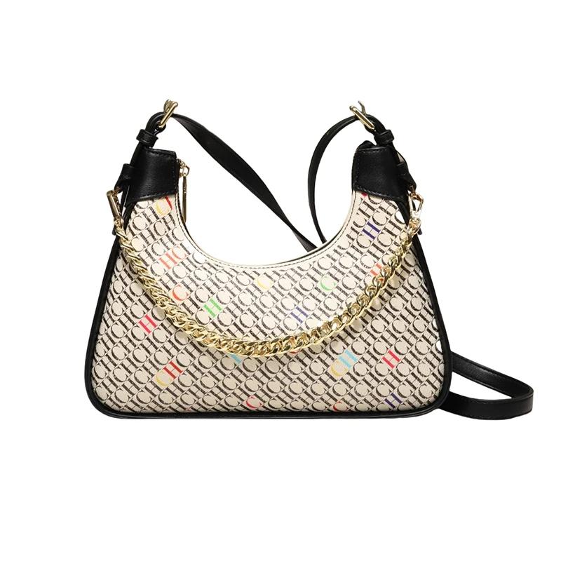 

Simple Solid Color Women s Shoulder Bag Commuter Chain Tote Trendy Bent Moon Bag Cute Animal Printing Design Large Capacity