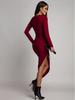 European American Sexy Slimming Solid Color Hip-Hugging Dress - Long Sleeve, Round Neck, Drawstring, Slim Fit.
