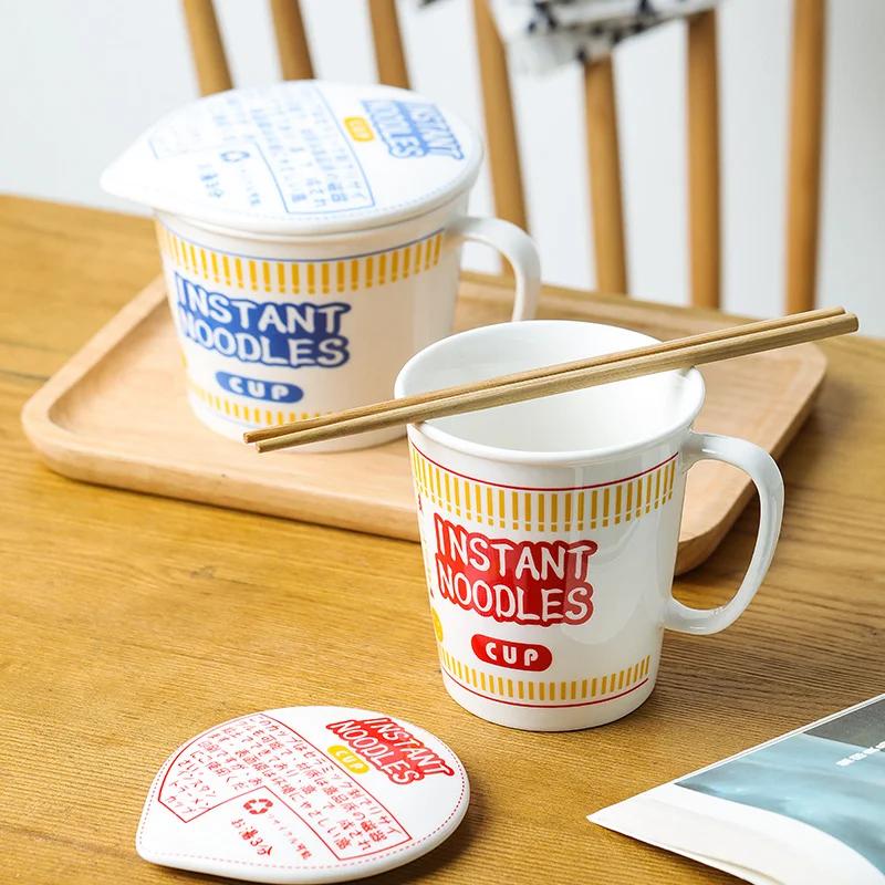 Ins style kreative Instant-Nudel Keramik Tasse Schüssel mit Deckel Bento-Box Studenten Brotdose Instant-Nudel Schüssel Suppenschüssel Set