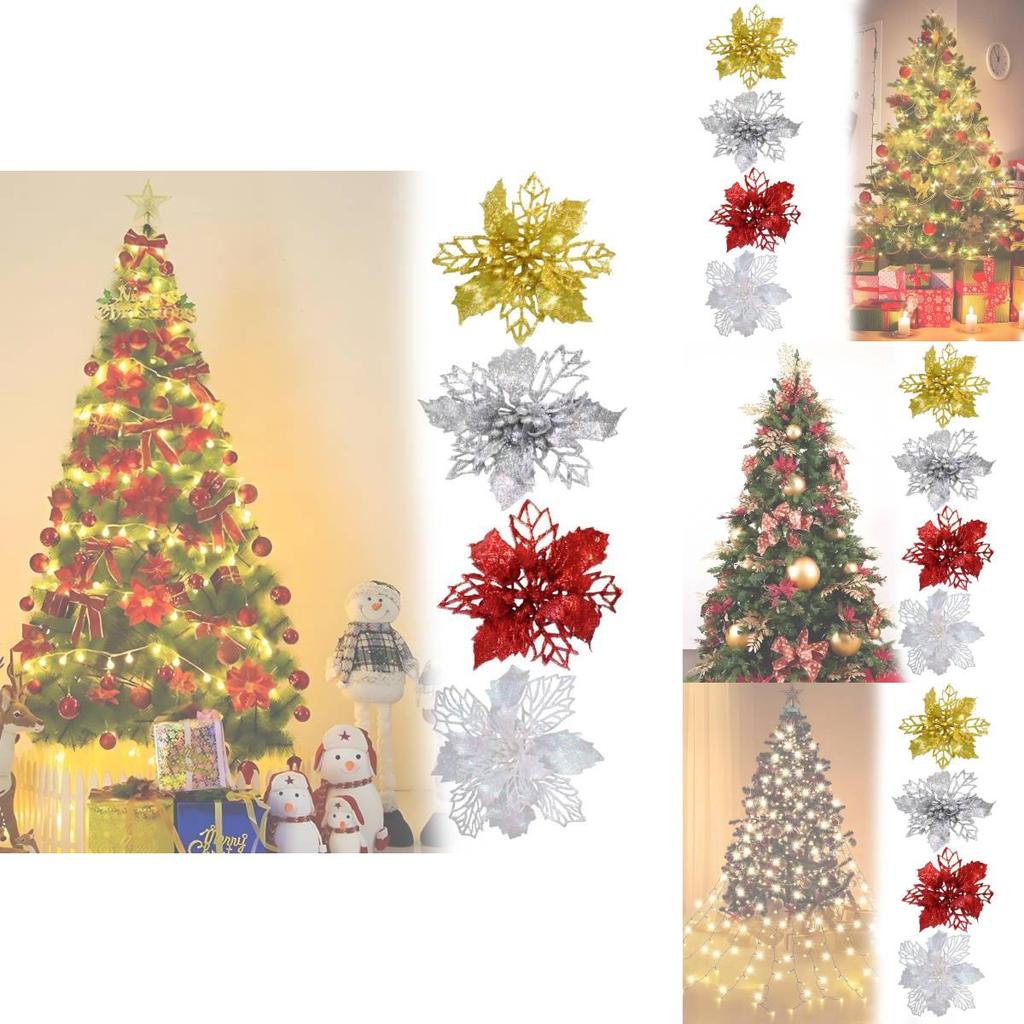 Festive Red And White Artificial Christmas Flowers For Diy Wreaths And Ornaments