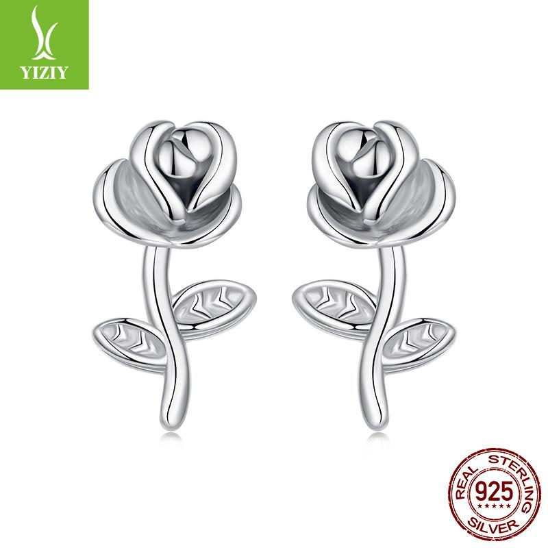 Smart Three-Dimensional Rose Stud Earrings For Women'S Romantic Valentine'S Day S925 Sterling Silver Stud Earrings.