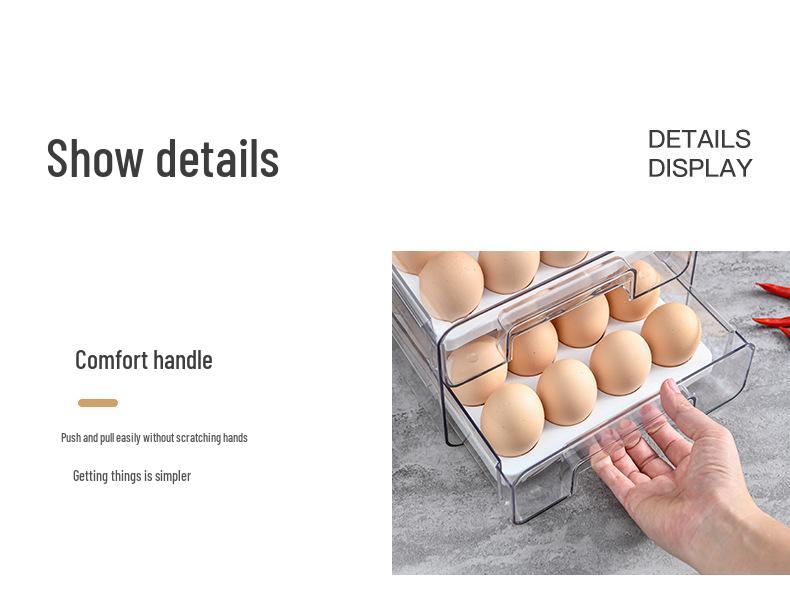 PET Egg and Veggie Refrigerator Organizer - Stackable, Multifunctional Drawer with Drainage