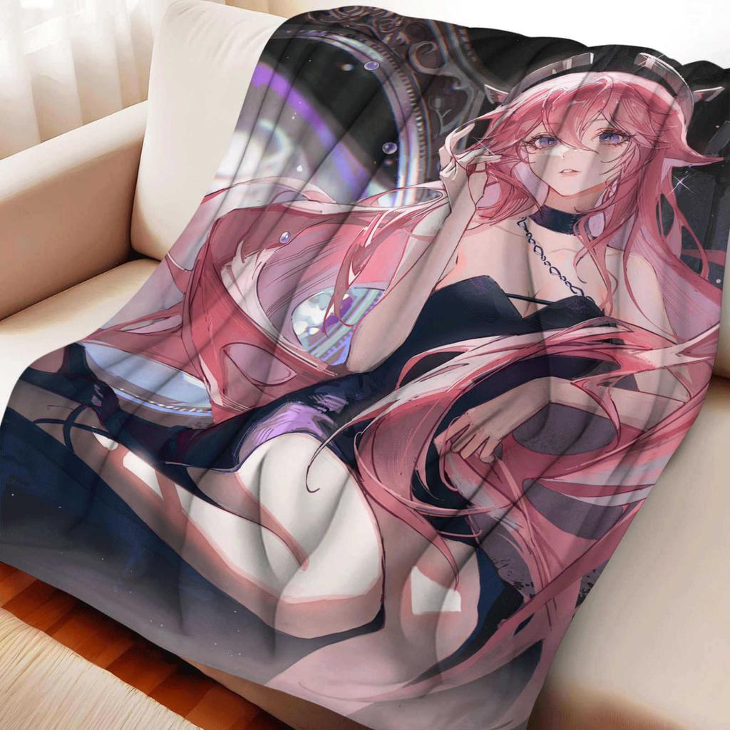 Cartoon Yae Miko Flannel Blanket Cover Summer Soft Anime Genshin Impact Blanket Multifunctional Decor Home Universal Blankets