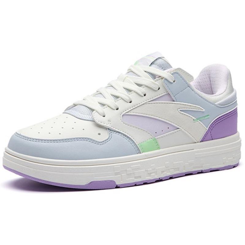 Anta Women Fabric Synthetic Leather Low Top Skate Shoes White Blue Purple 122238066-5