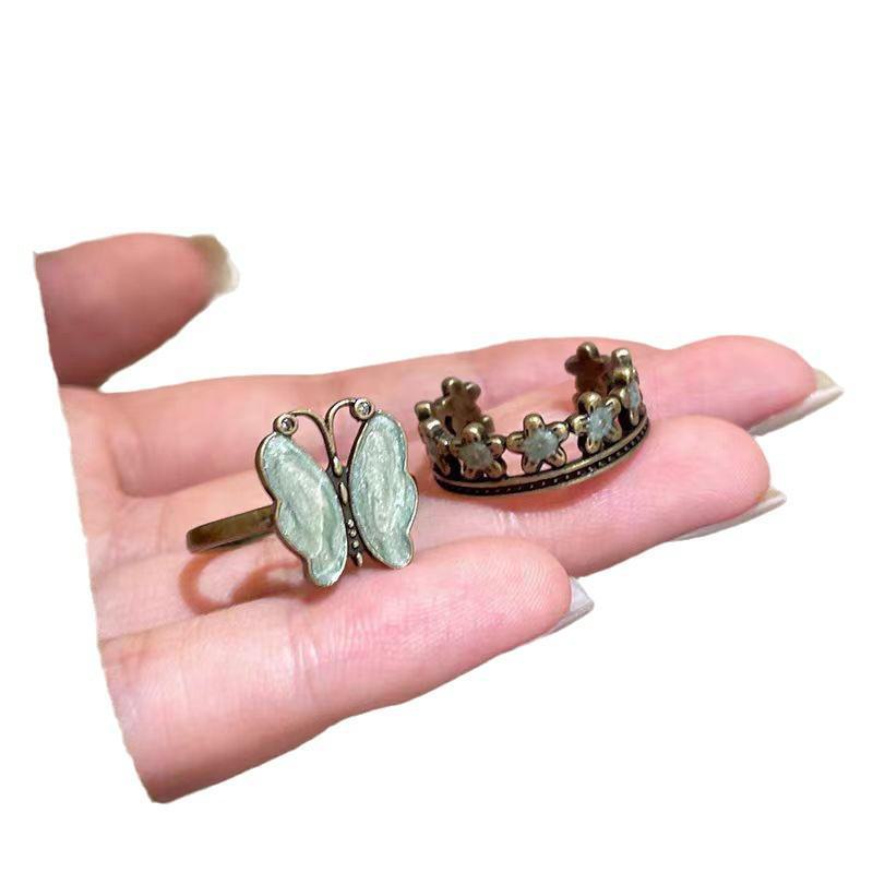 Vintage čínský prsten s motýlem pro ženy – Špičkový otevřený design pro ukazováček