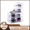 Transparente faltbare Kunststoff-Schuhbox mit Magnetverschluss, stapelbares Schubladendesign für Basketballschuhe.